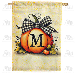 Fall Pumpkin Monogram House Flag