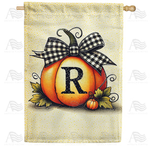 Fall Pumpkin Monogram House Flag