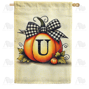Fall Pumpkin Monogram House Flag