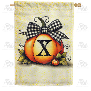 Fall Pumpkin Monogram House Flag