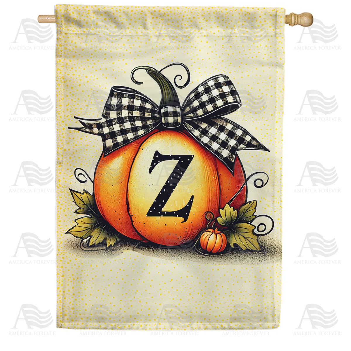 Fall Pumpkin Monogram House Flag