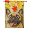 Fall French Bulldog with Ladybug House Flag