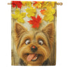 Fall Yorkshire Terrier and Ladybug House Flag