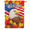 Patriotic Bald Eagle Fall Leaves Welcome House Flag