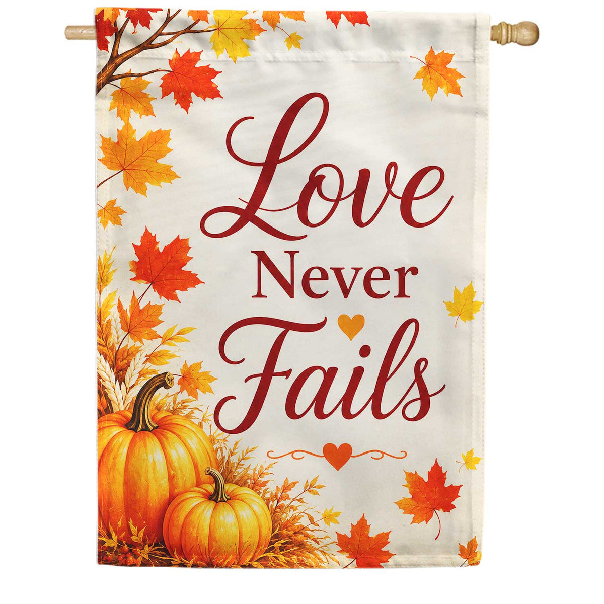 Love Never Fails Autumn Pumpkin House Flag