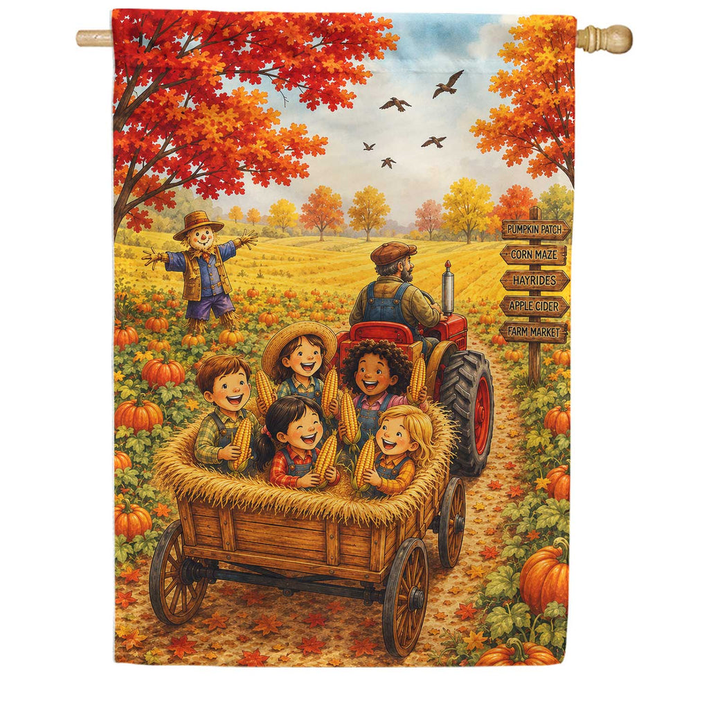 Fall Hayride House Flag