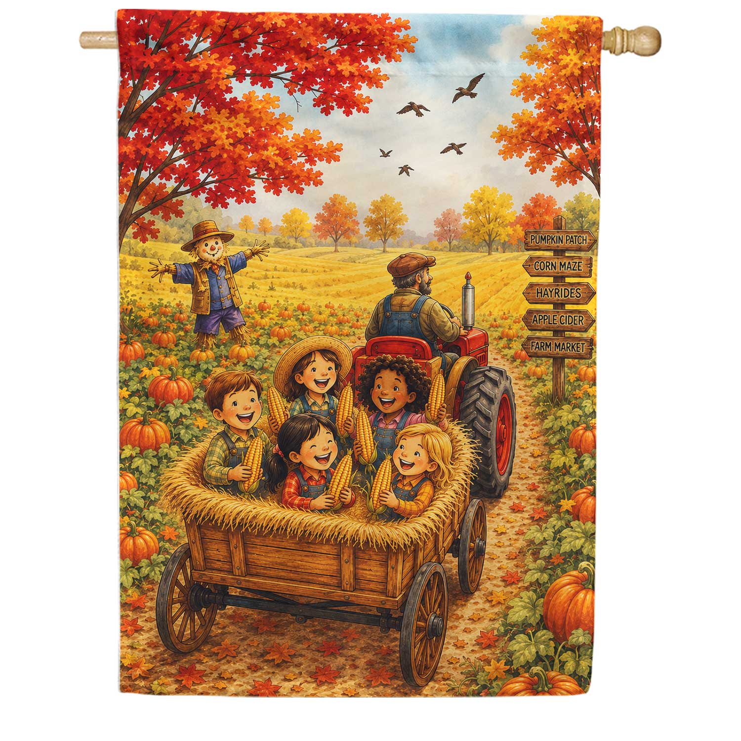 Fall Hayride House Flag
