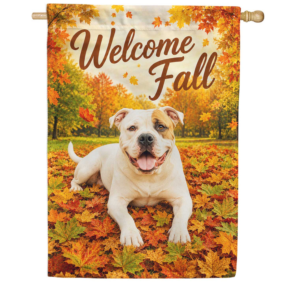 Welcome Fall Pitbull House Flag
