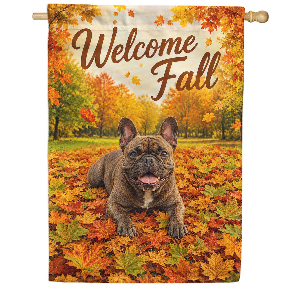 Welcome Fall French Bulldog House Flag