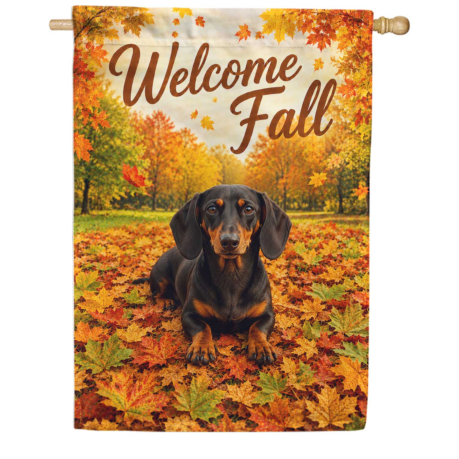 America Forever Welcome Fall Dachshund House Flag