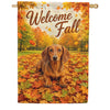 Welcome Fall Dog Dachshund House Flag