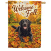 Welcome Fall Black Labrador House Flag