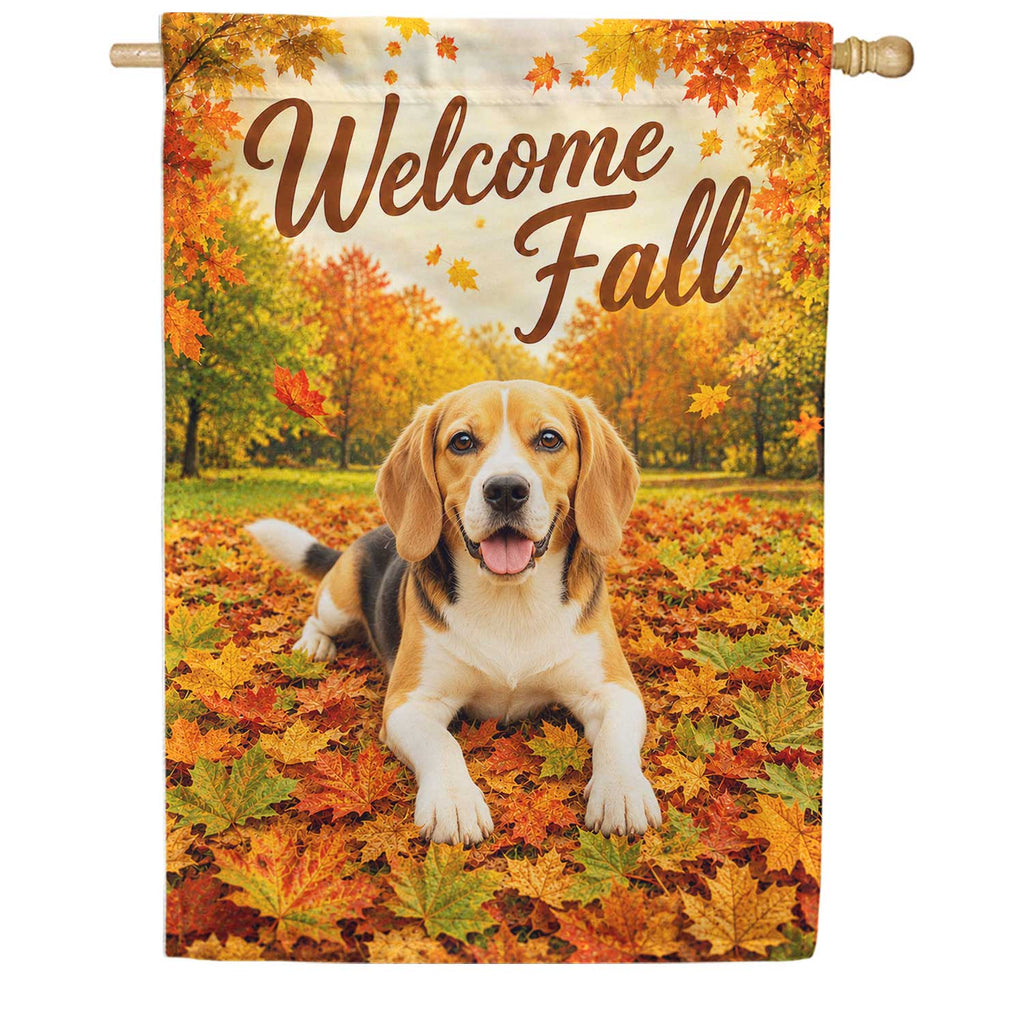 Welcome Fall Beagle House Flag