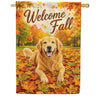 Welcome Fall Golden Retriever House Flag