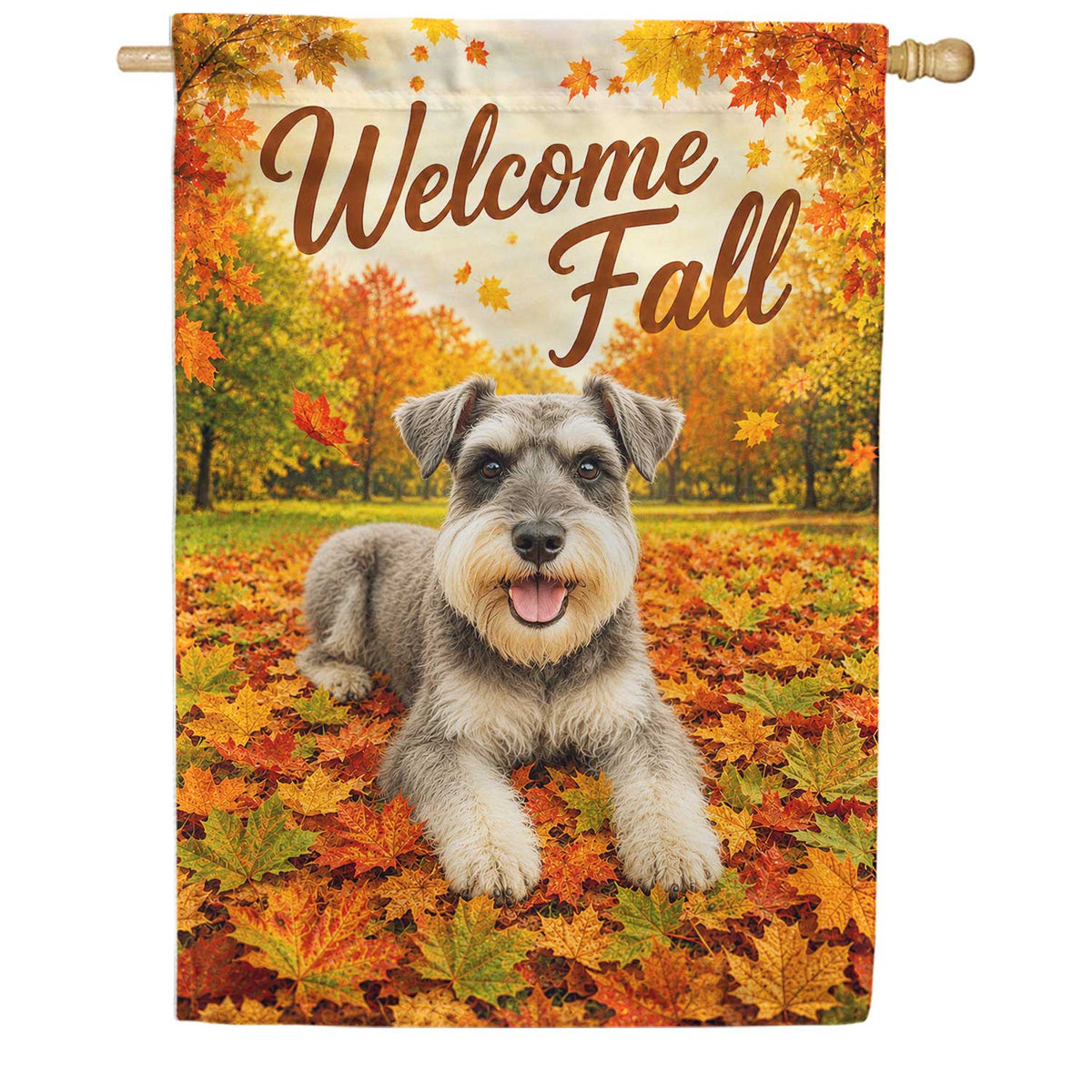 Welcome Fall Schnauzer Dog House Flag