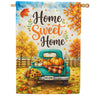 Home Sweet Home Fall Truck Pumpkin House Flag