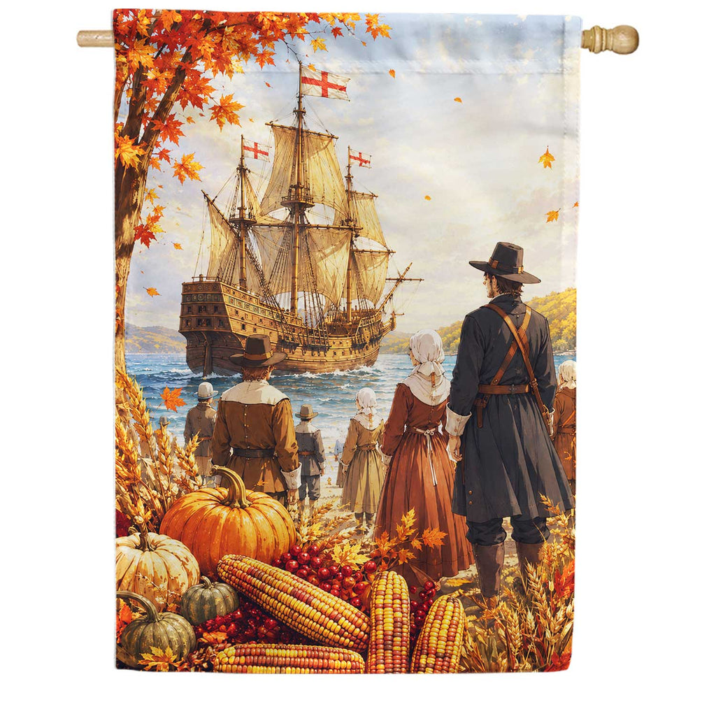Pilgrim Mayflower Thanksgiving House Flag