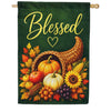 Blessed Cornucopia Thanksgiving Harvest House Flag