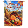Happy Thanksgiving Cornucopia Harvest House Flag