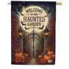 Welcome To Our Haunted Garden Halloween House Flag