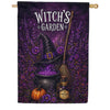 Witch's Garden Halloween Cauldron and Broom House Flag