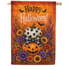 Happy Halloween Stacked Pumpkins House Flag