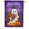 Boo-Tiful Garden Ghost with Flowers Halloween House Flag