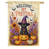 Welcome My Pretties Halloween Black Cat House Flag