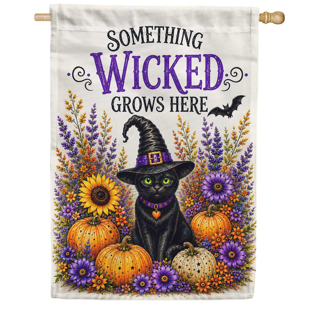 Something Wicked Grows Here Black Cat House Flag