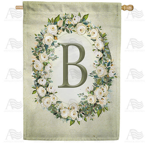 Sage Floral Monogram Double Sided House Flag