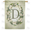 Sage Floral Monogram Double Sided House Flag