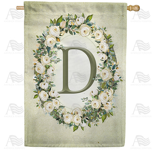 Sage Floral Monogram Double Sided House Flag