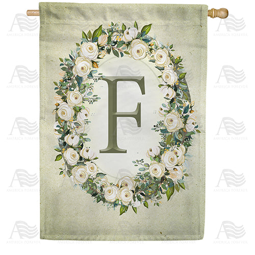 Sage Floral Monogram Double Sided House Flag