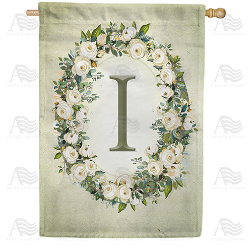 Sage Floral Monogram Double Sided House Flag