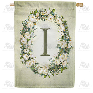 Sage Floral Monogram Double Sided House Flag
