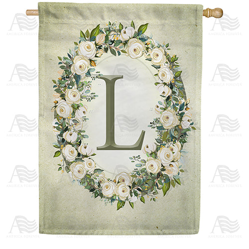 Sage Floral Monogram Double Sided House Flag