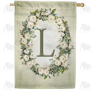 Sage Floral Monogram Double Sided House Flag