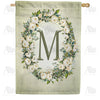 Sage Floral Monogram Double Sided House Flag