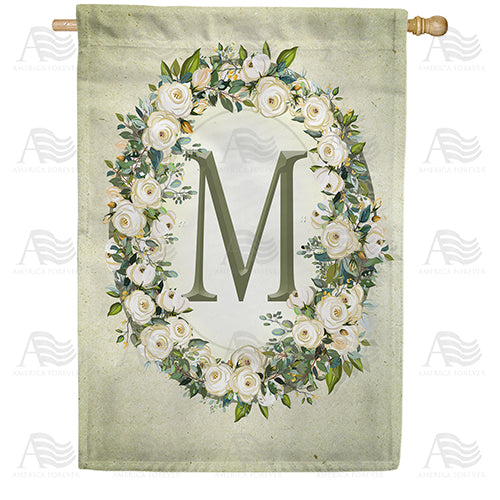 Sage Floral Monogram Double Sided House Flag