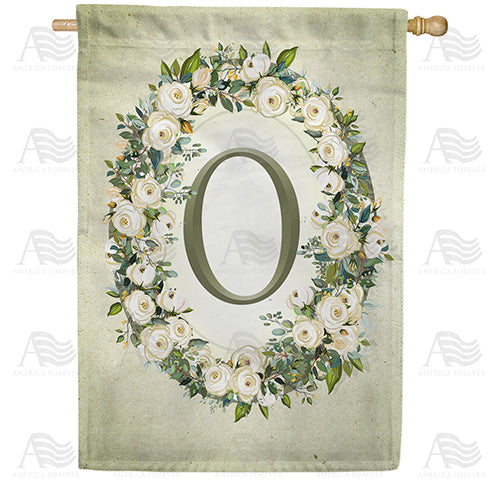 Sage Floral Monogram Double Sided House Flag