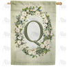 Sage Floral Monogram Double Sided House Flag