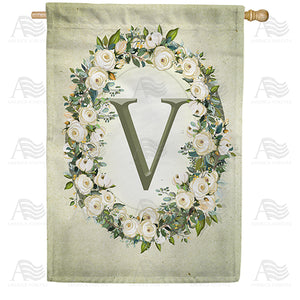 Sage Floral Monogram Double Sided House Flag