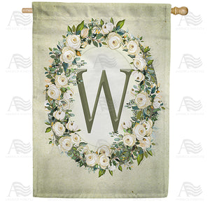 Sage Floral Monogram Double Sided House Flag
