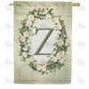 Sage Floral Monogram Double Sided House Flag