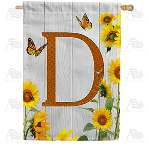 Country Sunflowers Monogram Double Sided House Flag