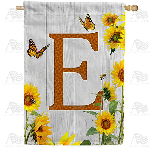 Country Sunflowers Monogram Double Sided House Flag