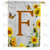 Country Sunflowers Monogram Double Sided House Flag