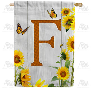 Country Sunflowers Monogram Double Sided House Flag