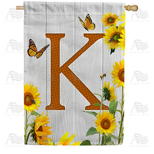 Country Sunflowers Monogram Double Sided House Flag
