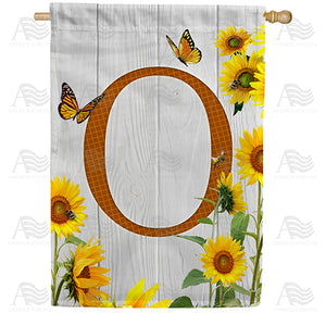 Country Sunflowers Monogram Double Sided House Flag